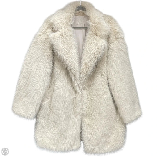 Coat Faux Fur & Sherpa By Commense In Cream, Size: L