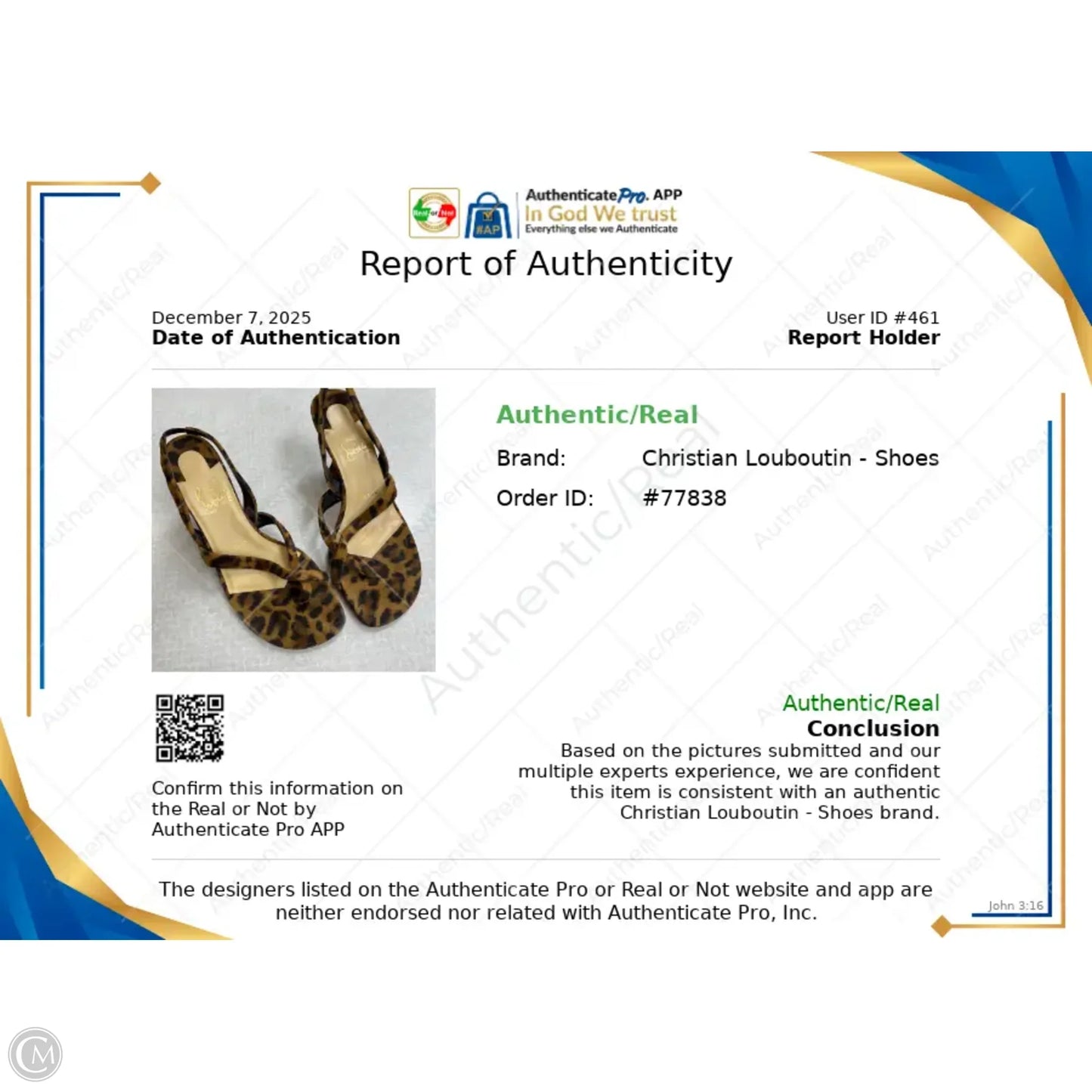 Sandals Luxury Designer By Christian Louboutin In Animal Print, Size: 6.5