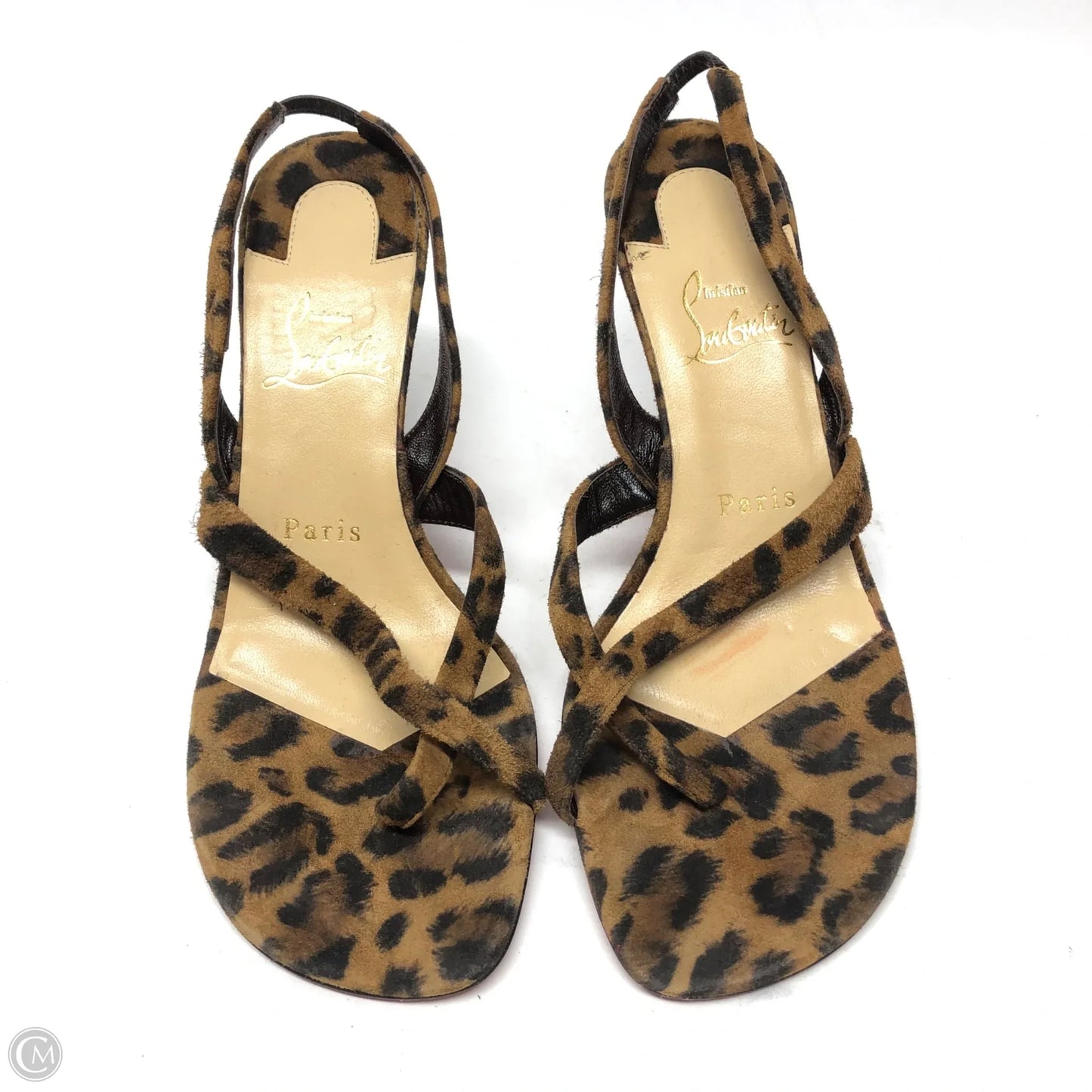 Sandals Luxury Designer By Christian Louboutin In Animal Print, Size: 6.5