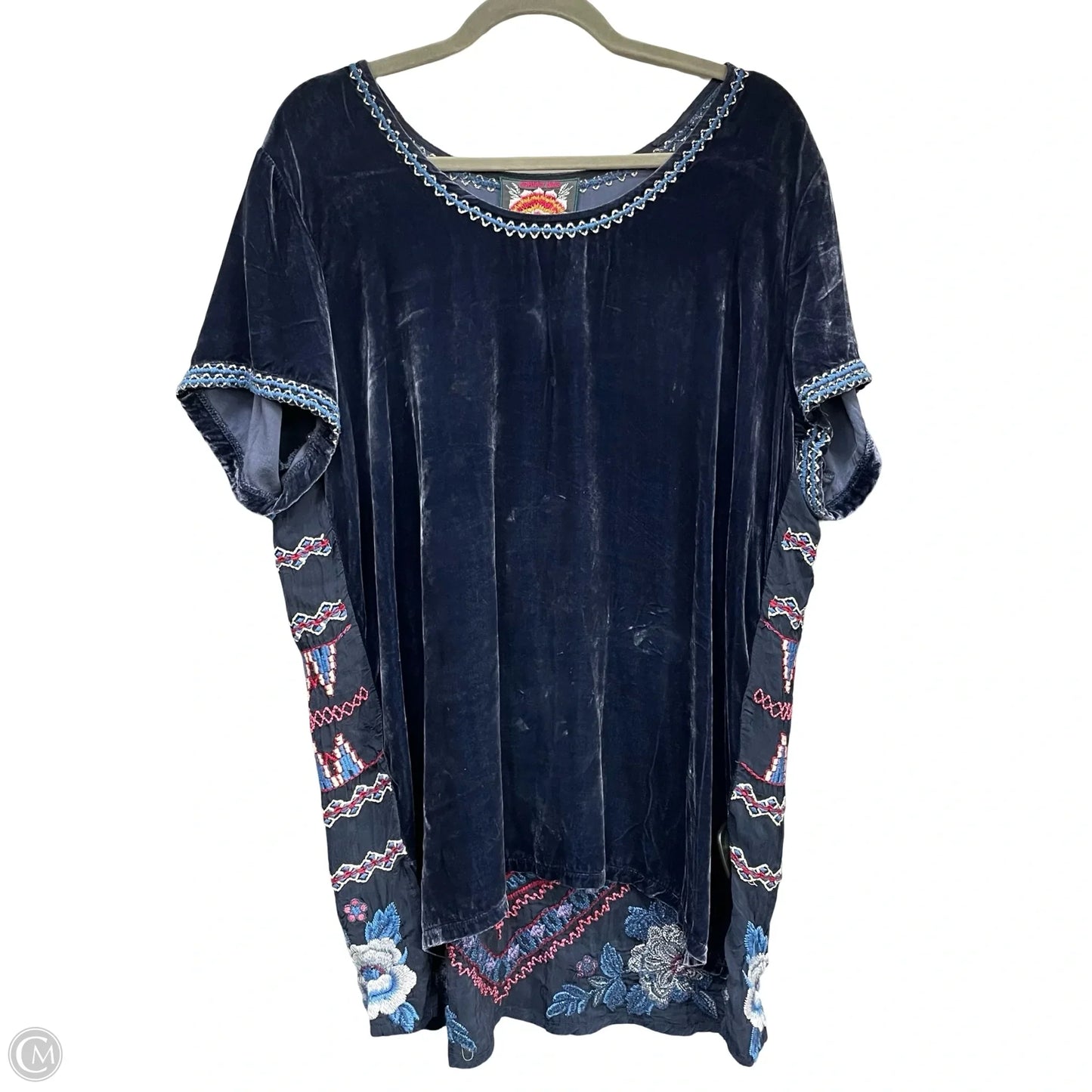 Top Short Sleeve By Johnny Was In Blue, Size: L