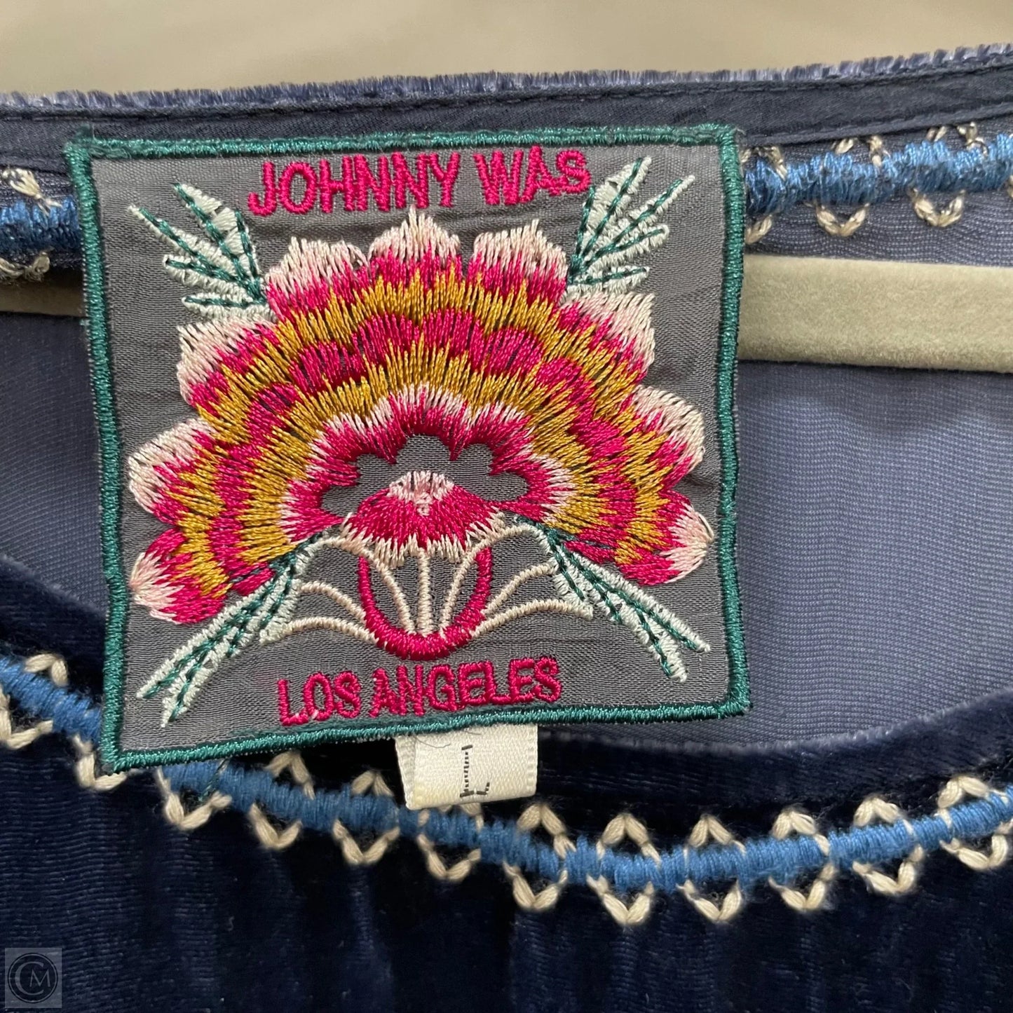 Top Short Sleeve By Johnny Was In Blue, Size: L