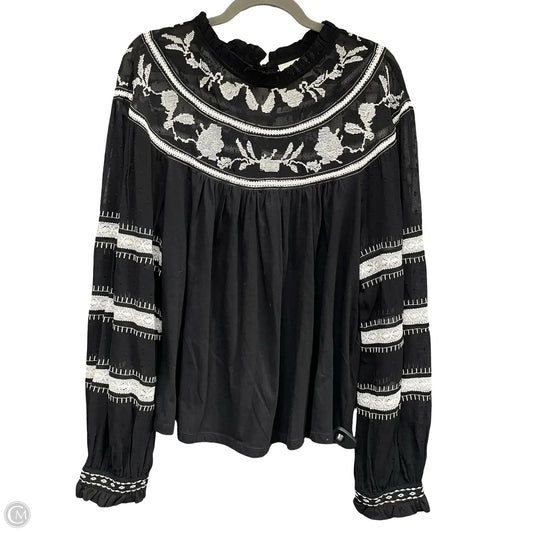 Top Long Sleeve By Maeve In Black & White, Size: L