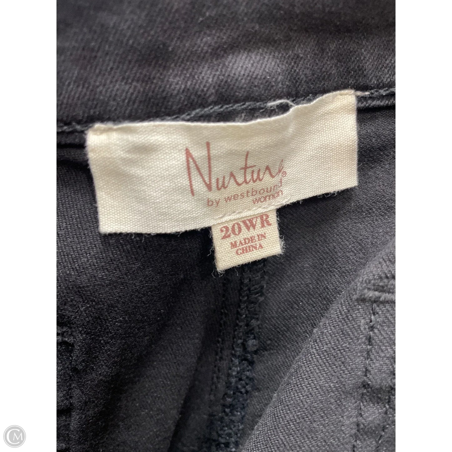Jeans Straight By Nurture In Black Denim, Size: 20