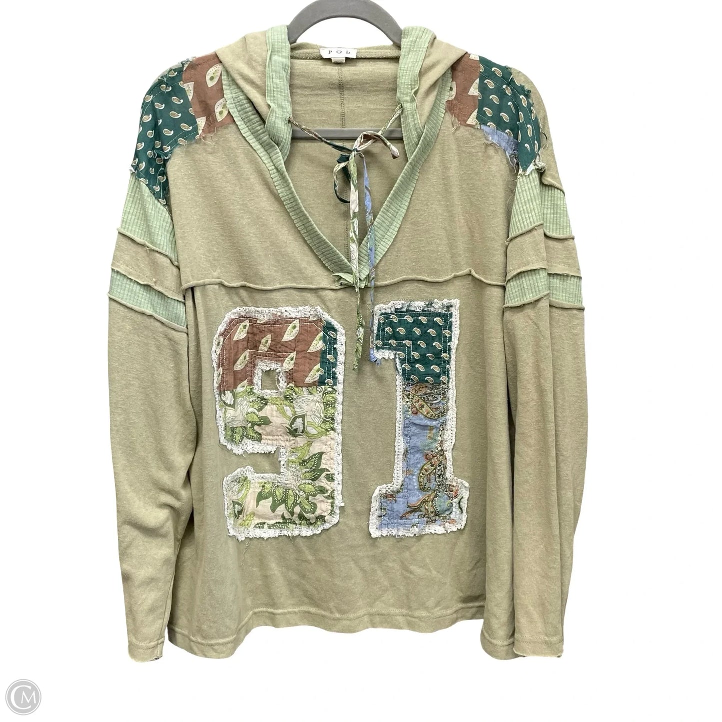 Top Long Sleeve By Pol In Green, Size: L
