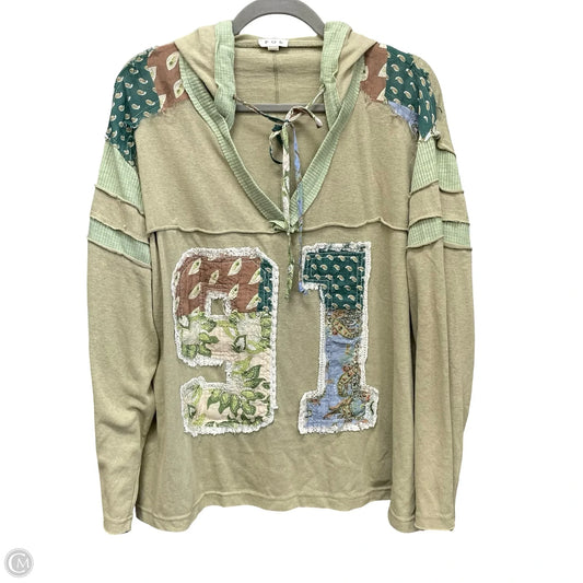 Top Long Sleeve By Pol In Green, Size: L