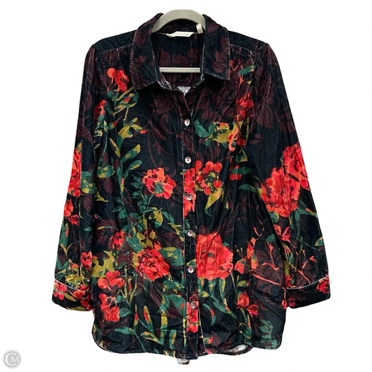 Top Long Sleeve By Soft Surroundings In Black & Red, Size: M