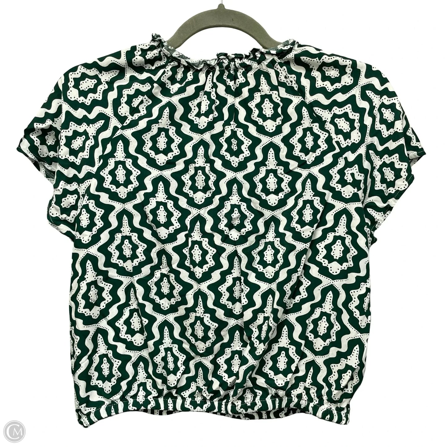 Top Short Sleeve By Loft In Green & White, Size: S