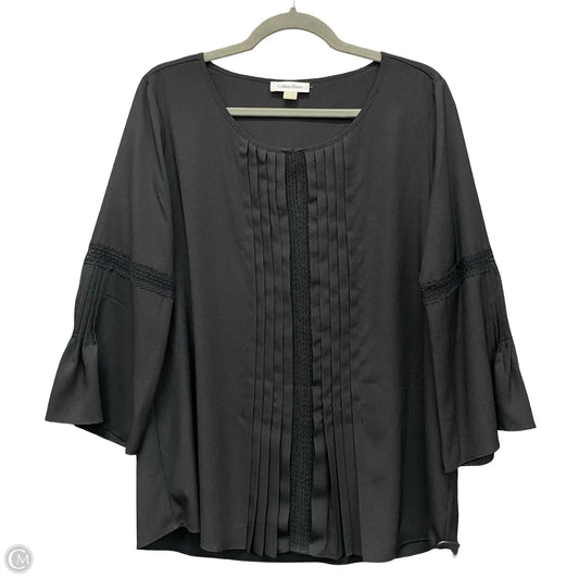 Top Long Sleeve By Calvin Klein In Black, Size: L