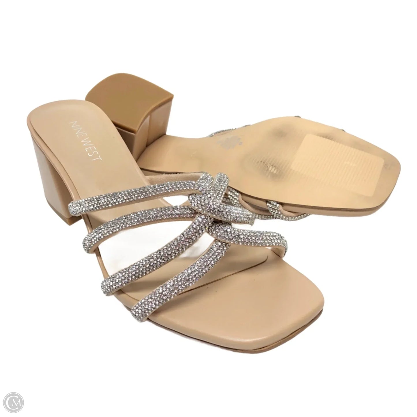Sandals Heels Block By Nine West In Cream, Size: 8