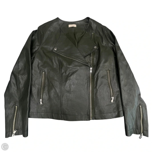 Jacket Moto By Loft In Green, Size: 14