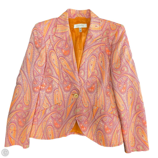 Blazer Designer By Escada In Orange & Pink, Size: 8