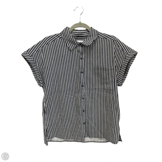 Top Short Sleeve By Calvin Klein In Blue & White, Size: M