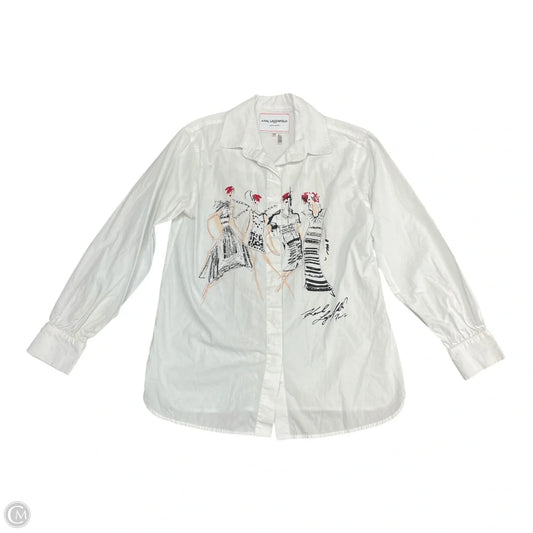 Top Long Sleeve Designer By Karl Lagerfeld In White, Size: Xs