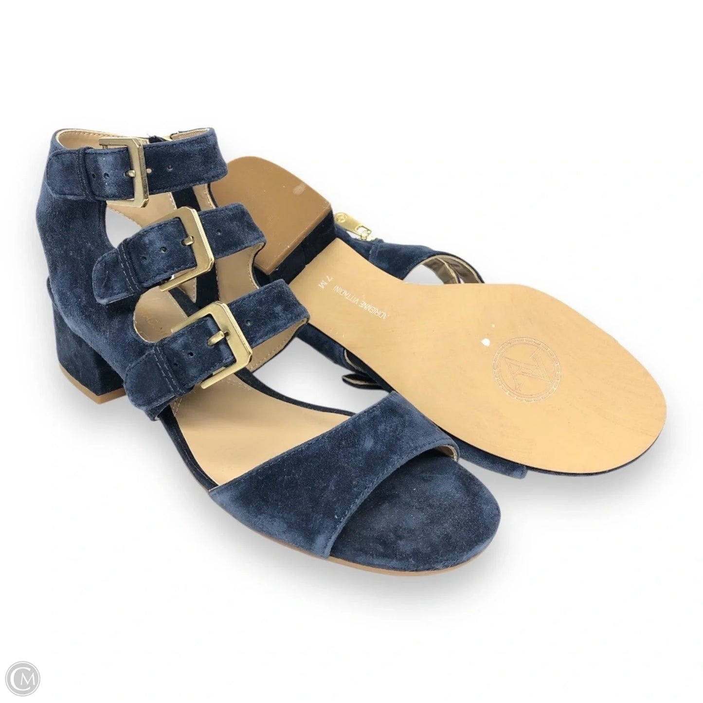Sandals Heels Block By Adrienne Vittadini In Navy, Size: 7