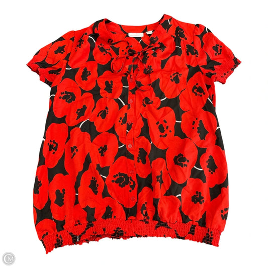 Blouse Short Sleeve By New York And Co In Black & Red, Size: S