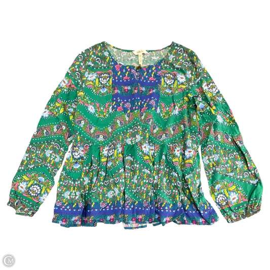 Top Long Sleeve By Matilda Jane In Blue & Green, Size: Xxl