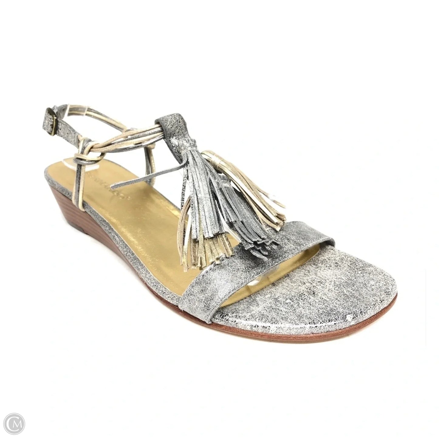 Sandals Heels Wedge By Bernardo In Gold & Silver, Size: 10