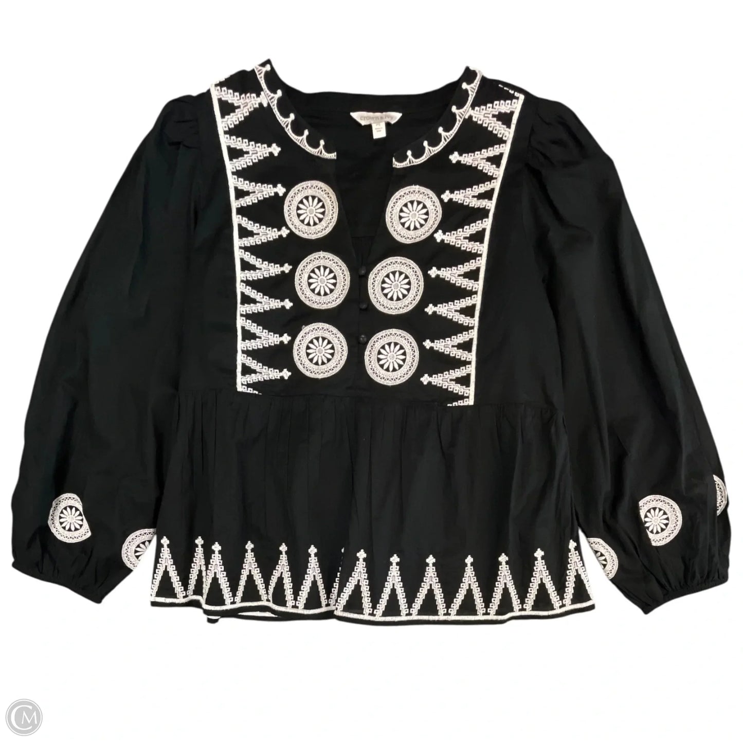 Top Long Sleeve By Crown And Ivy In Black & White, Size: Sp
