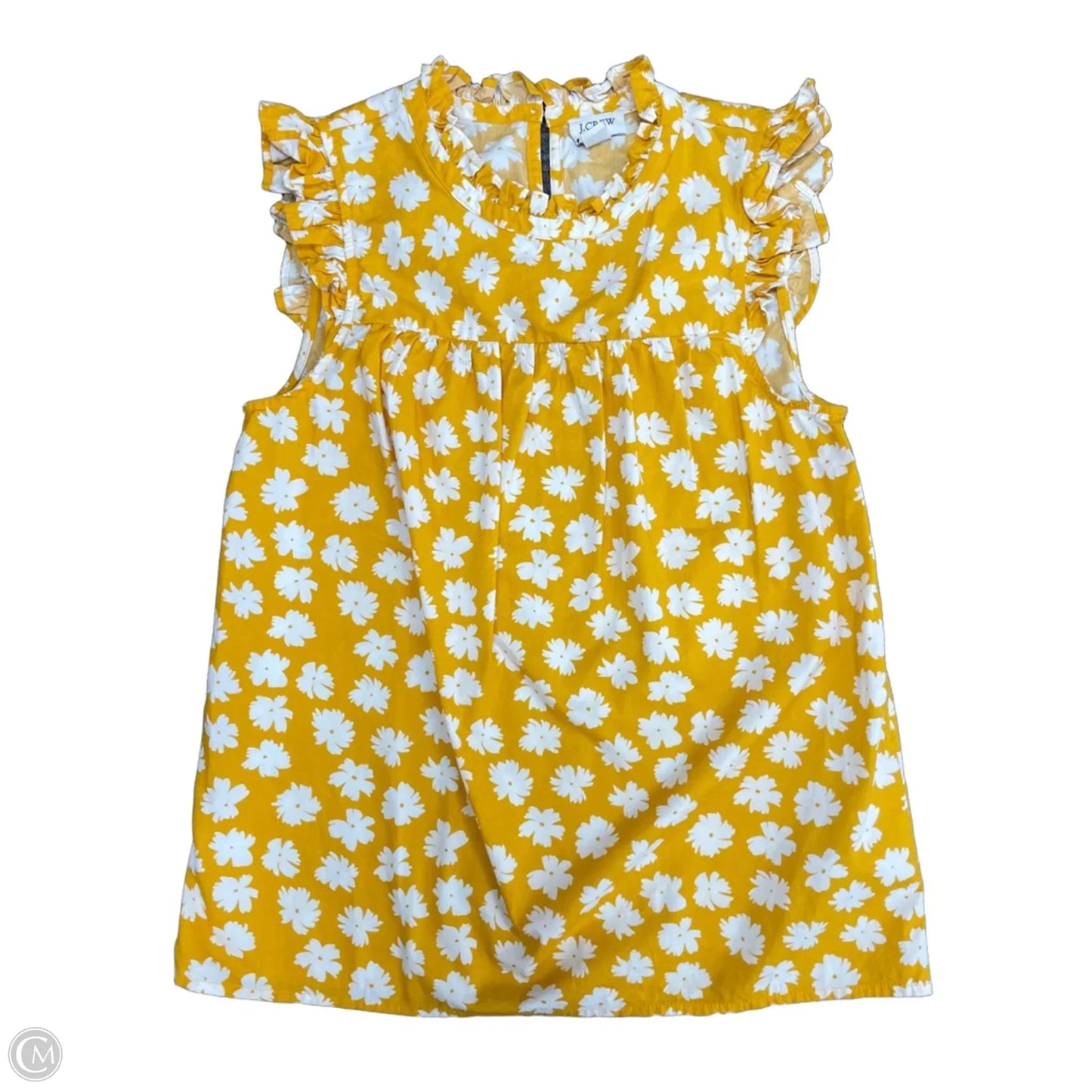 Top Sleeveless By J. Crew In White & Yellow, Size: 0