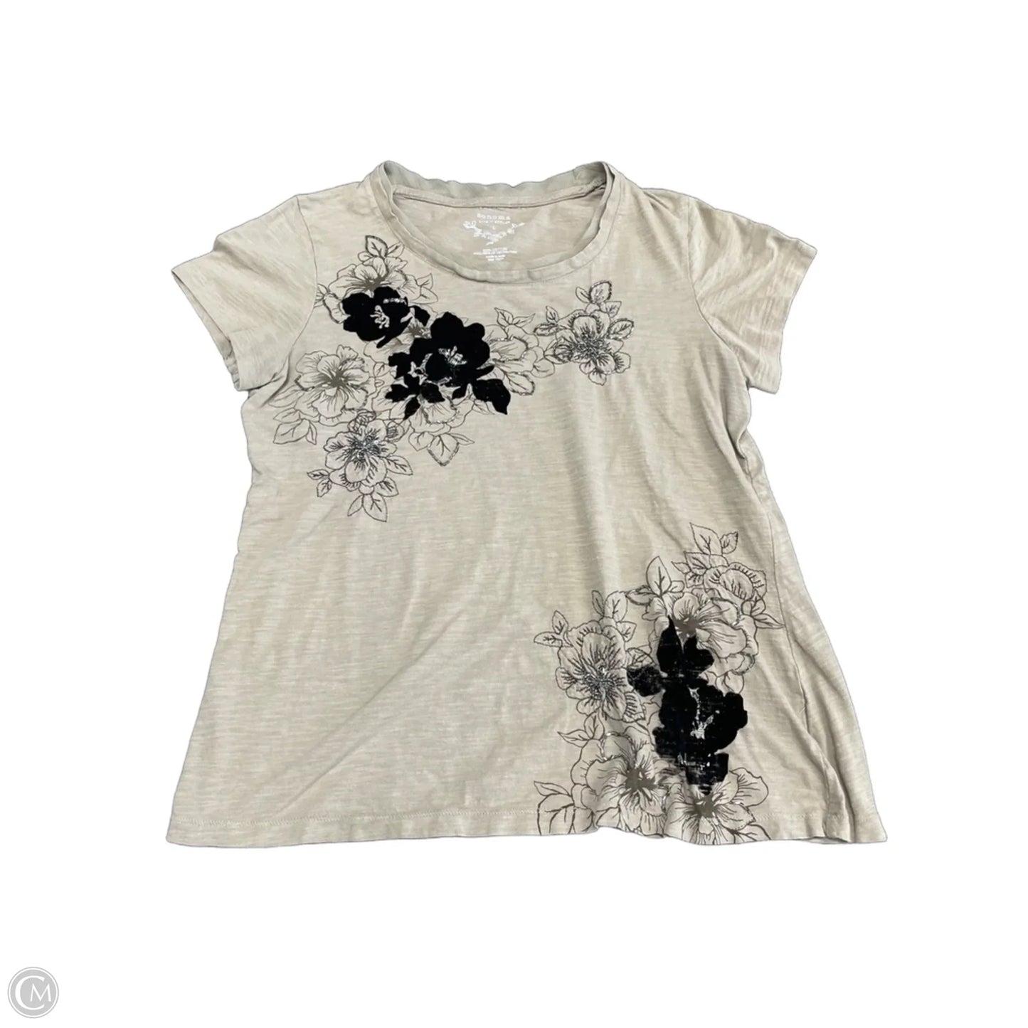Top Short Sleeve By Sonoma In Beige, Size: L
