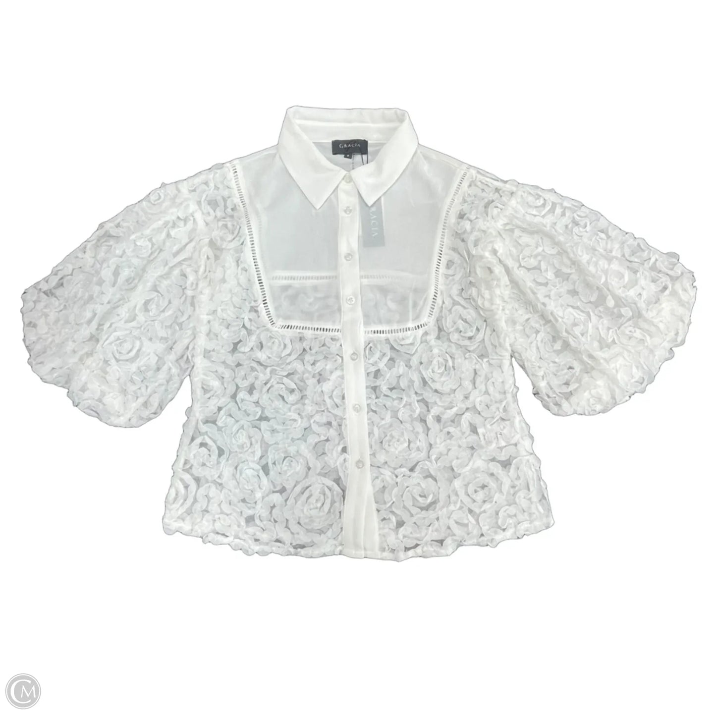 Top Short Sleeve By Gracia In White, Size: S