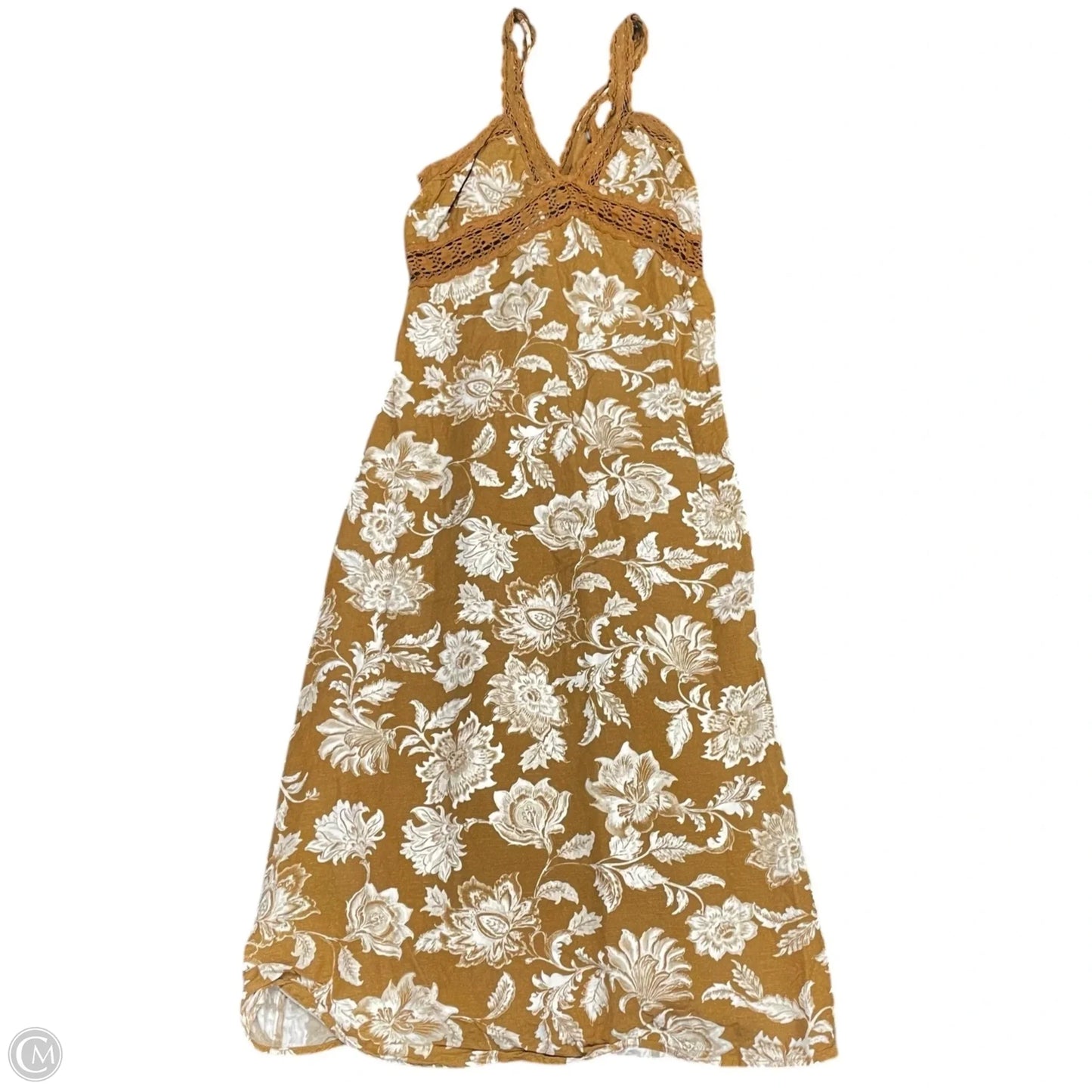 Dress Casual Midi By Loft In Brown & White, Size: 6