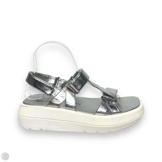 Sandals Designer By Stuart Weitzman In Silver, Size: 7