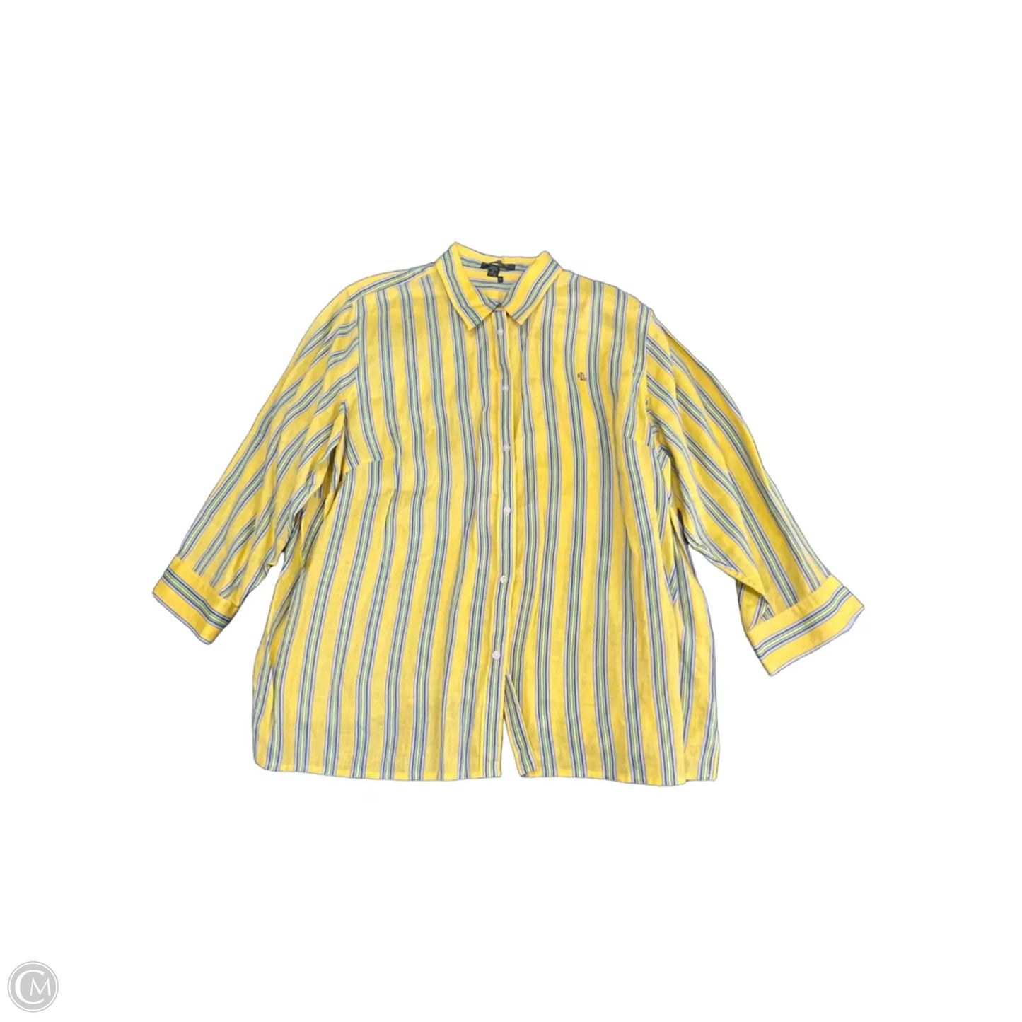 Top Long Sleeve By Lauren By Ralph Lauren In Yellow, Size: 2x