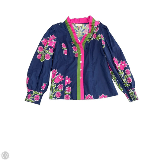 Top Long Sleeve By Umgee In Blue & Pink, Size: M