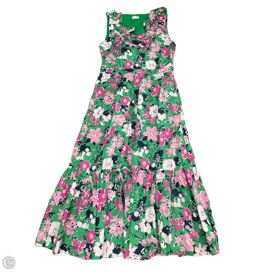 Dress Casual Midi By J. Crew In Green & Pink, Size: 8