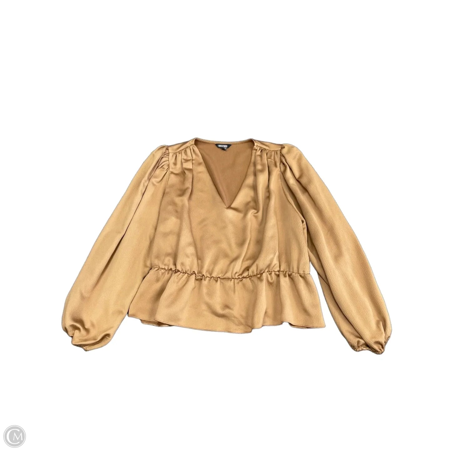 Blouse Long Sleeve By Express In Beige, Size: Xl