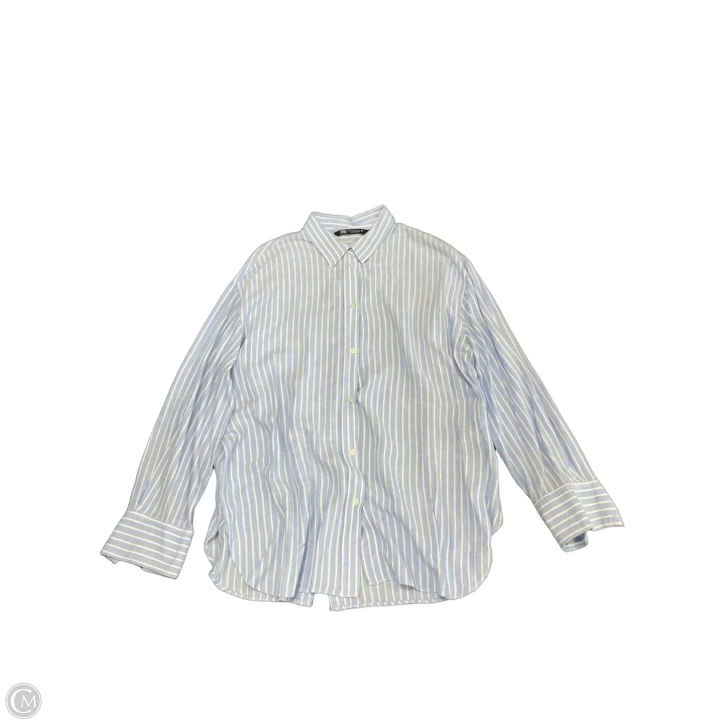 Top Long Sleeve By Zara In Blue & White, Size: Xxl