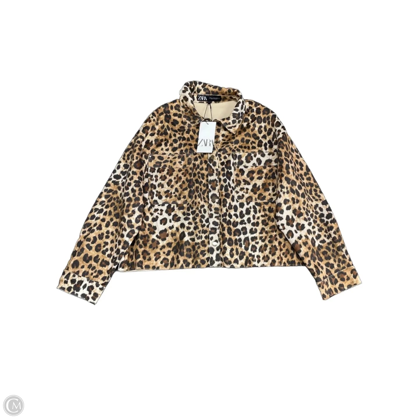 Jacket Shirt By Zara In Animal Print, Size: Xl