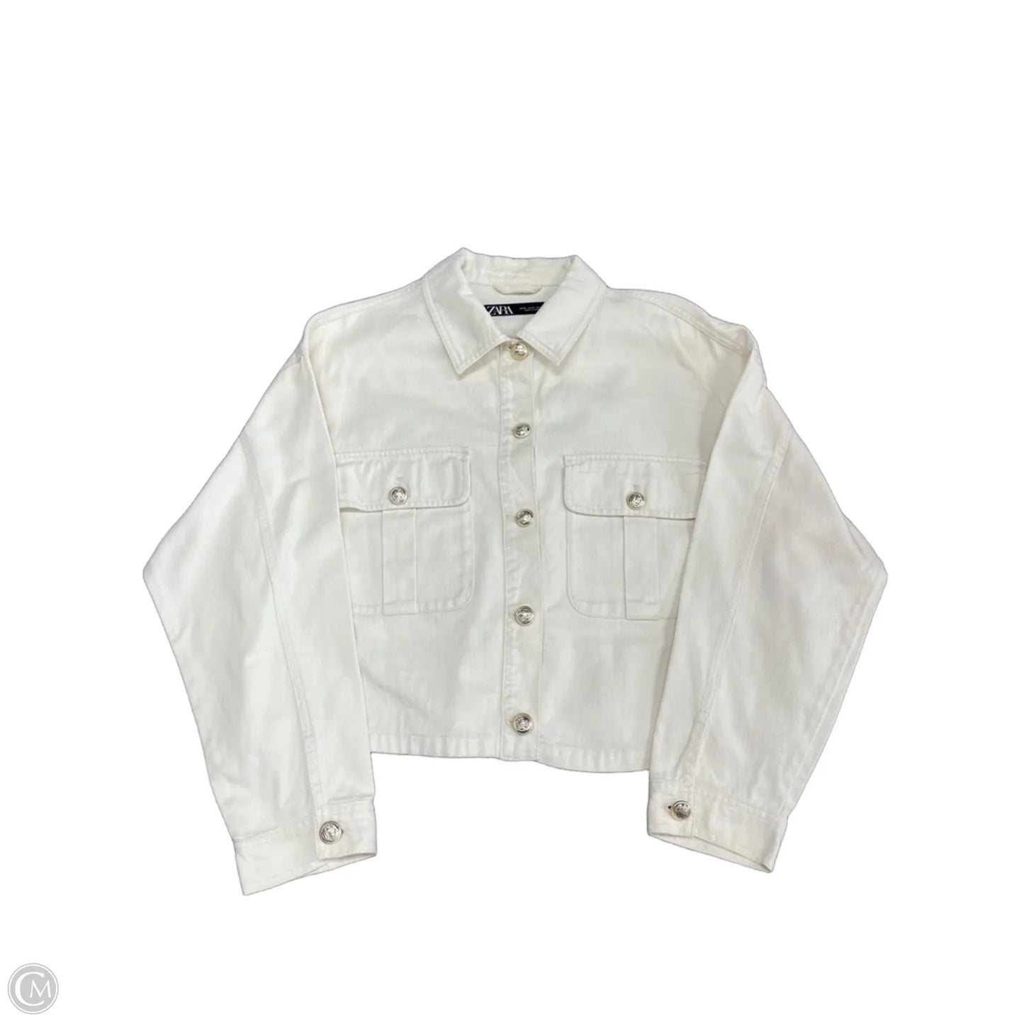 Jacket Denim By Zara In Cream, Size: Xl