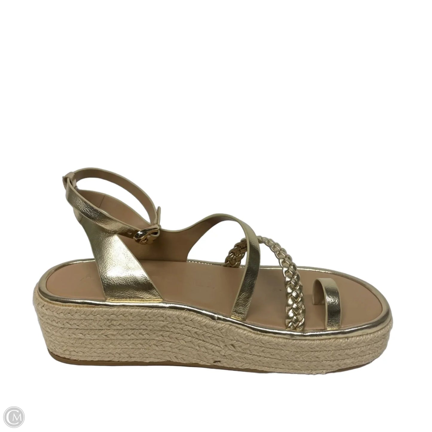 Sandals Heels Platform By Aerosoles In Gold, Size: 8