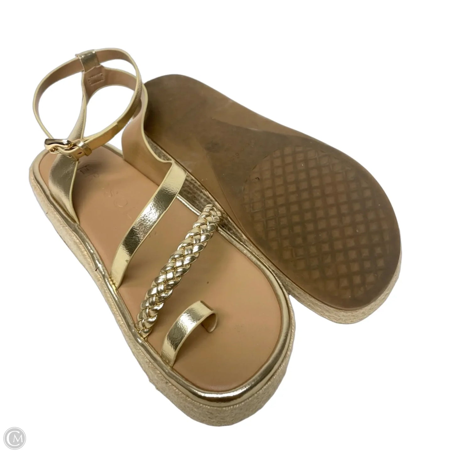 Sandals Heels Platform By Aerosoles In Gold, Size: 8