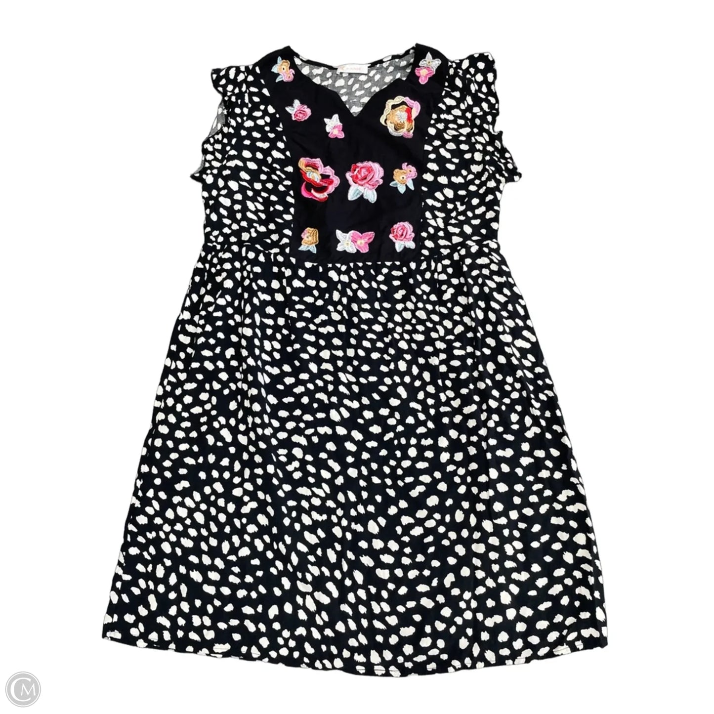Dress Casual Short By Kirundo In Black & Cream, Size: L