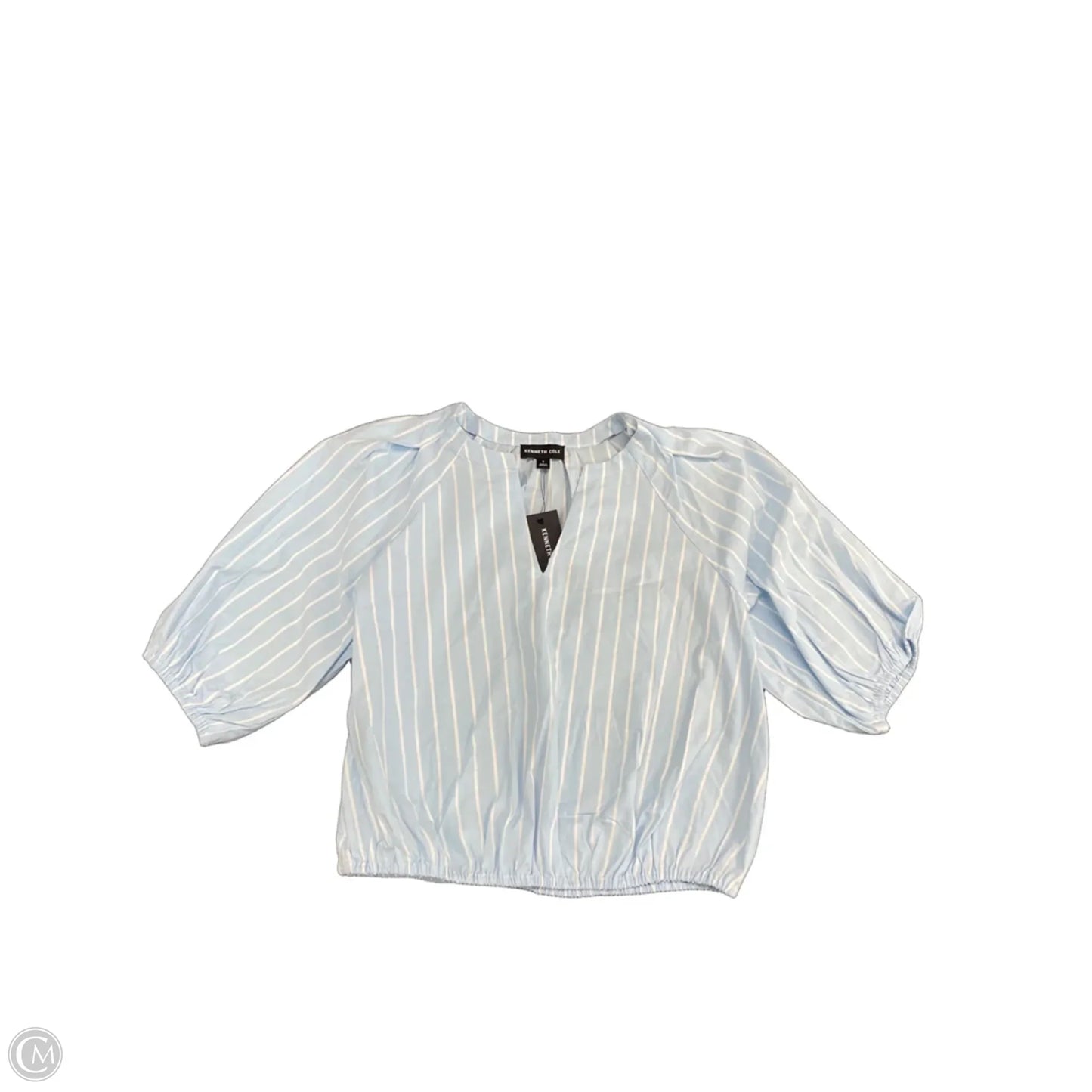 Top Short Sleeve By Kenneth Cole In Blue & White, Size: S
