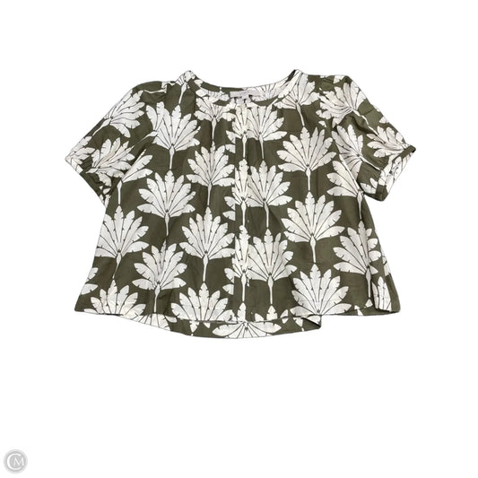 Top Short Sleeve By Loft In Green & White, Size: M