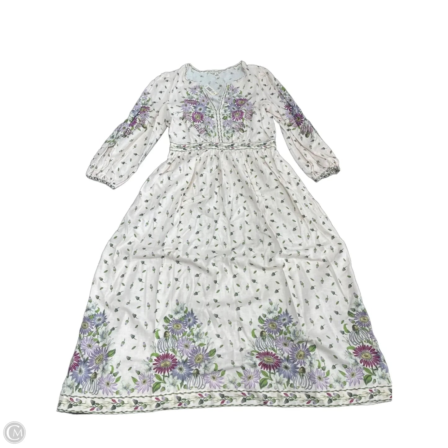 Dress Casual Midi By Max Studio In Cream & Purple, Size: M