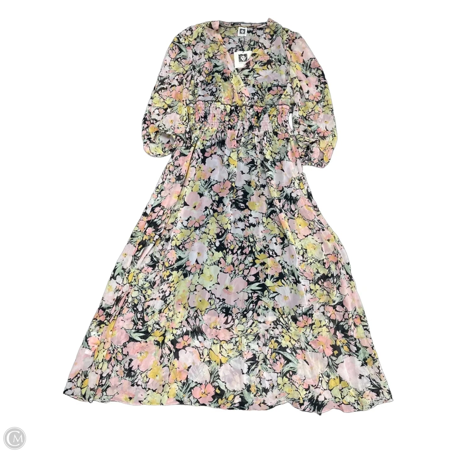 Dress Casual Midi By Anne Klein In Black & Pink, Size: 8