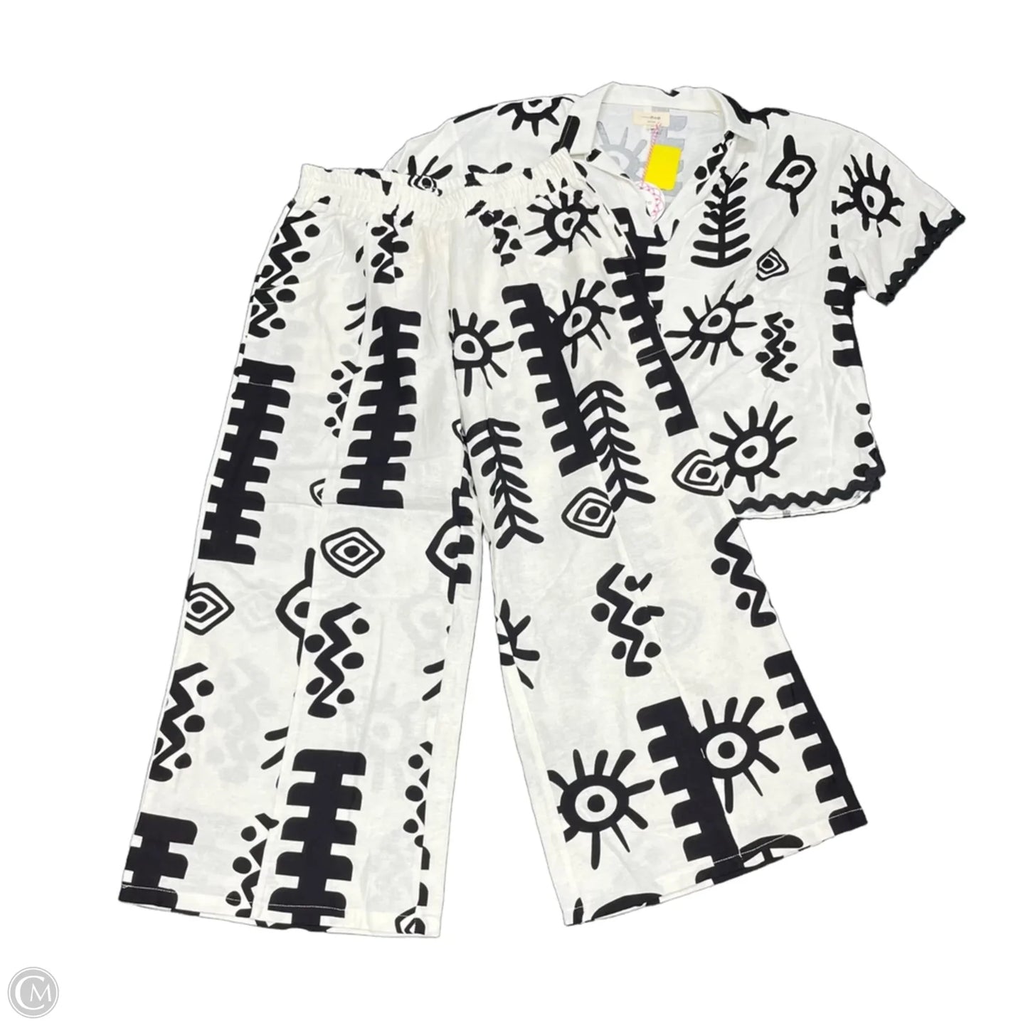 Pants Set 2pc By Umgee In Black & White, Size: L