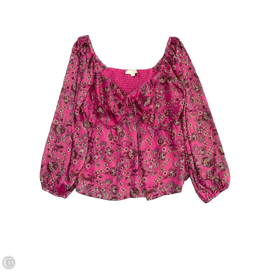 Blouse Long Sleeve By Loft In Purple, Size: 18