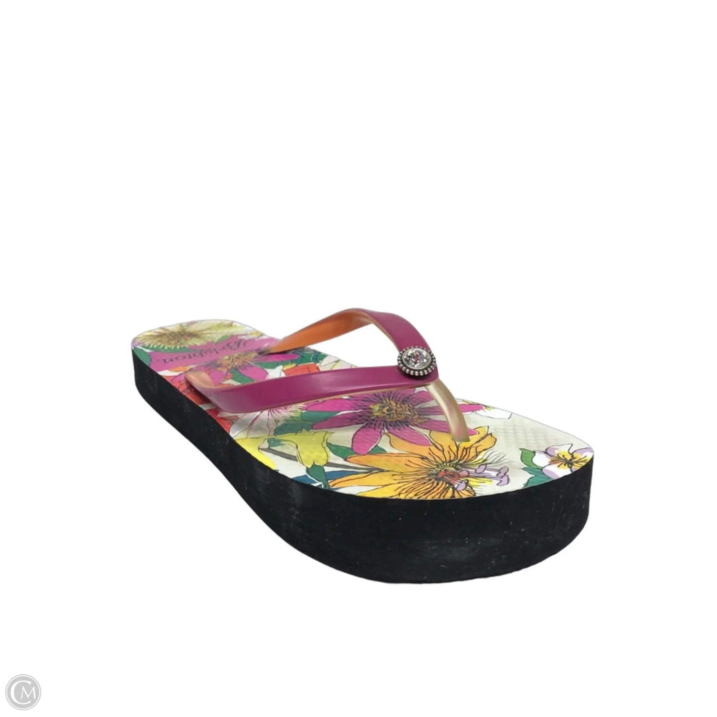 Sandals Flip Flops By Brighton In Pink & Yellow, Size: 6