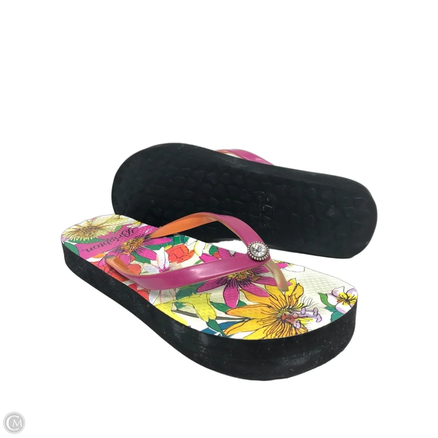 Sandals Flip Flops By Brighton In Pink & Yellow, Size: 6
