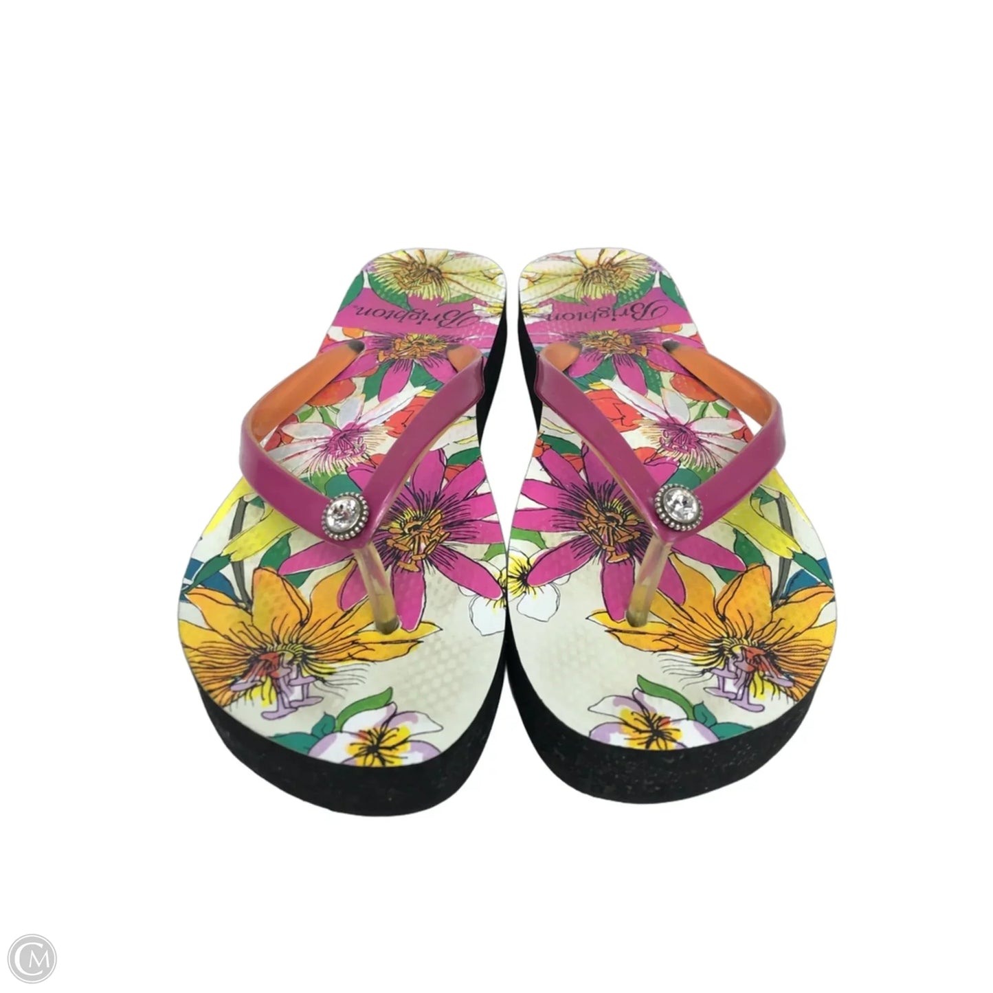 Sandals Flip Flops By Brighton In Pink & Yellow, Size: 6
