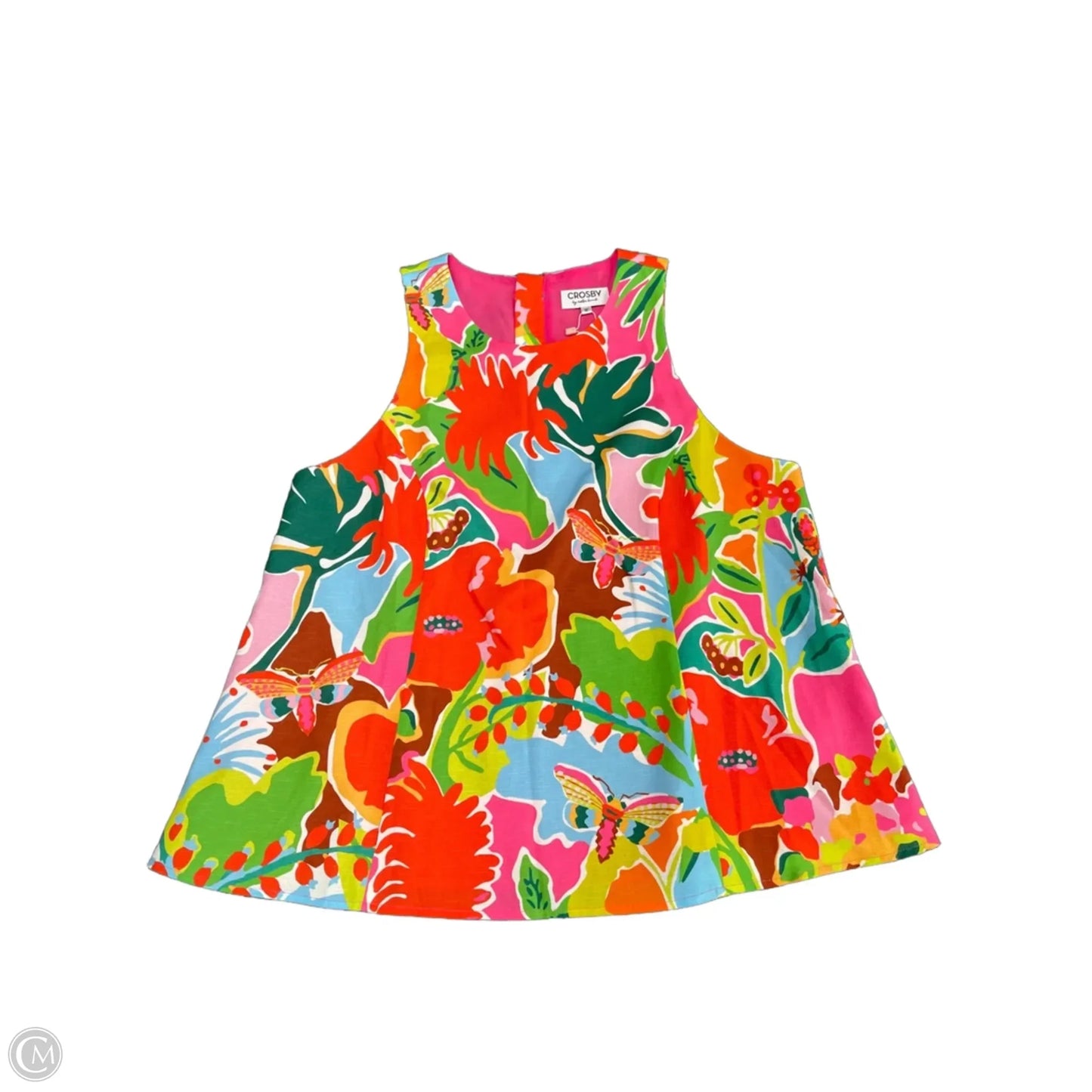 Top Sleeveless By Crosby In Green & Pink, Size: M