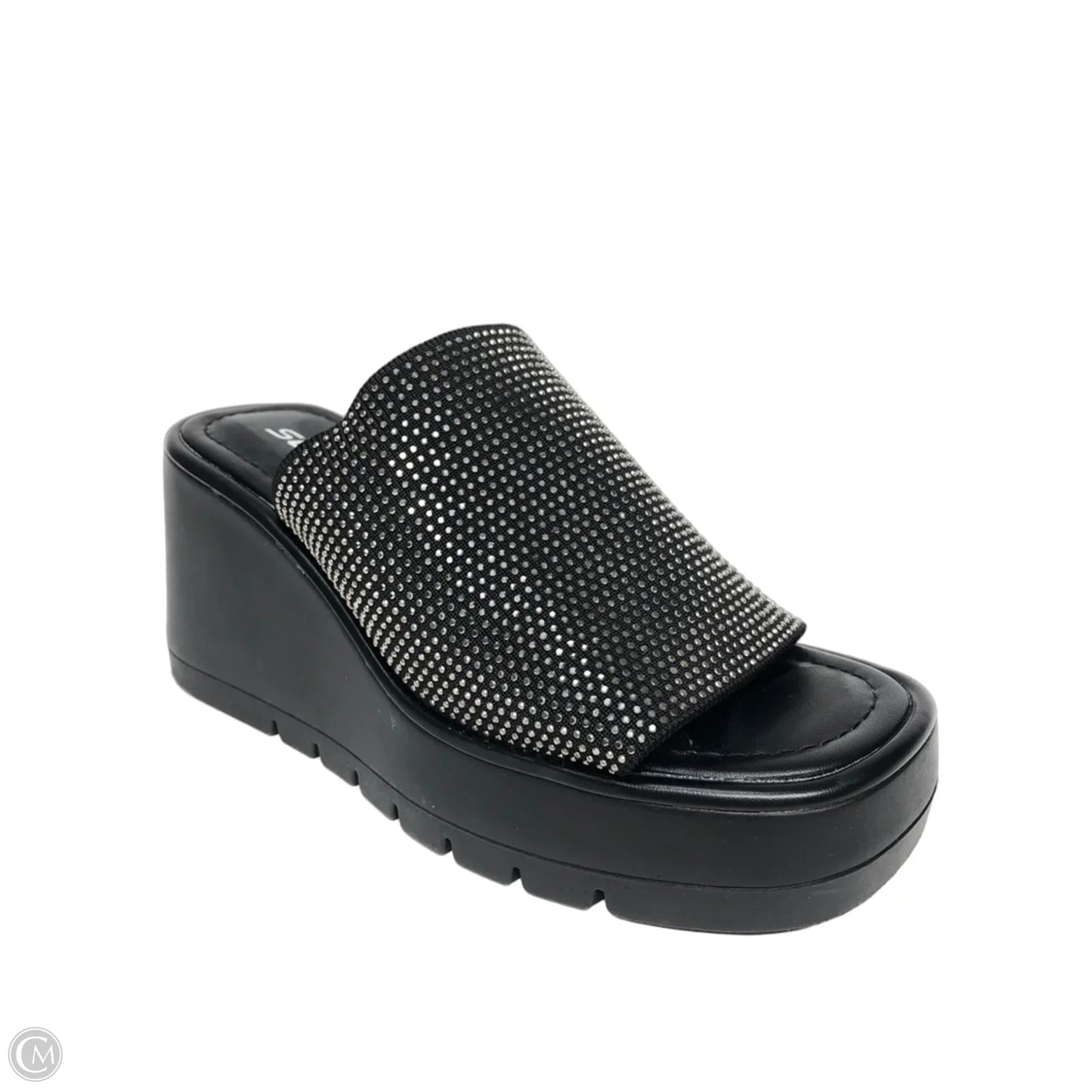 Sandals Heels Wedge By Soda In Black, Size: 7.5