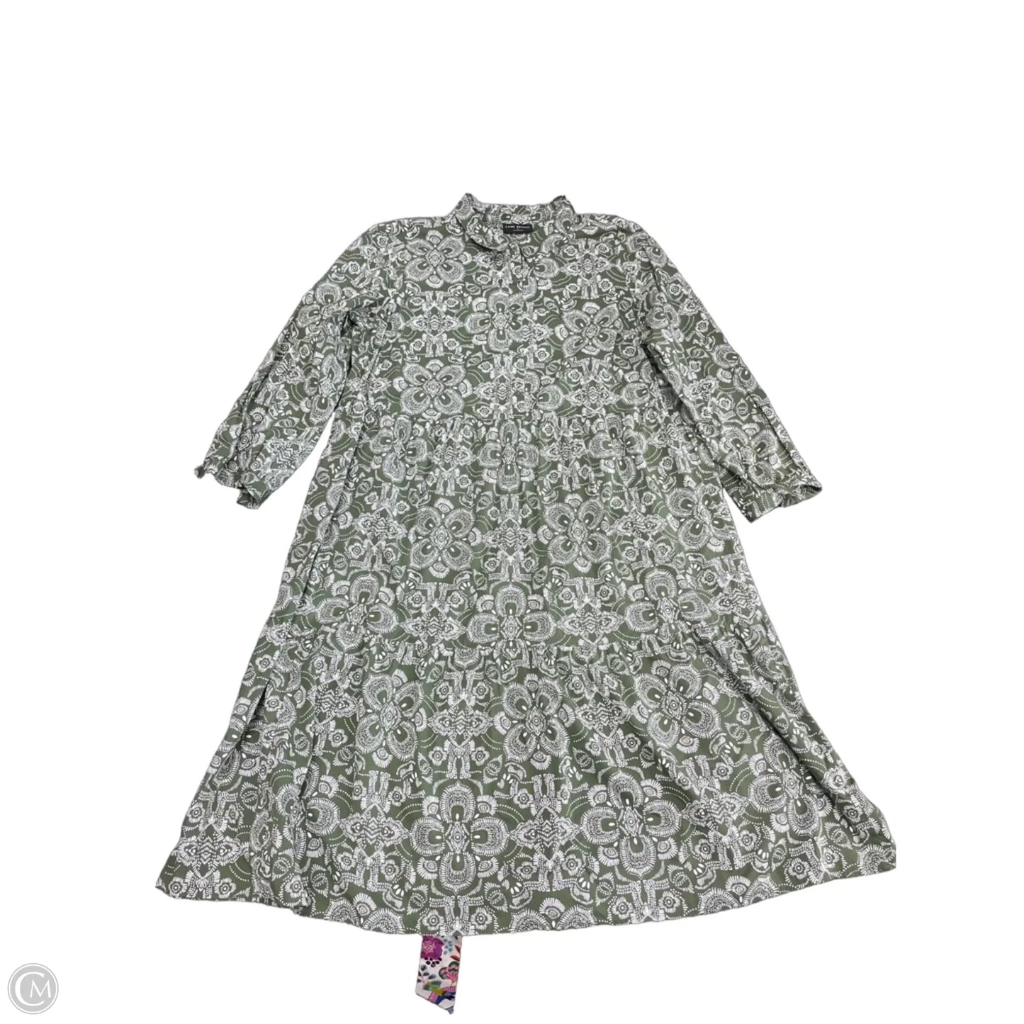 Dress Casual Midi By Lane Bryant In Green & White, Size: 24