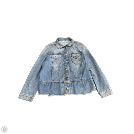 Jacket Denim By Chicos In Blue Denim, Size: Xl